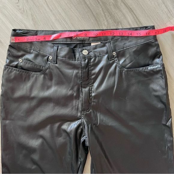 Girlfriends LA black silky patent like flare leg pants sz 15. Y2K mallgoth VNT - Picture 10 of 14